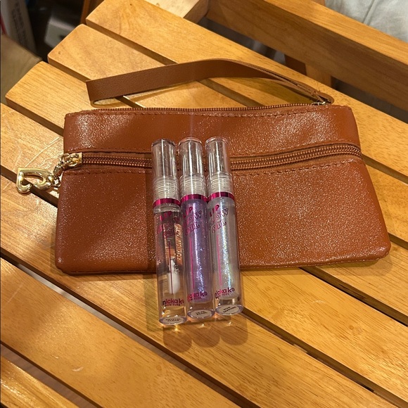 Other - Lip Gloss Set with Brown Wristlet